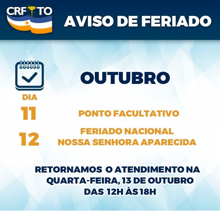 COMUNICADO: Ponto facultativo e feriado