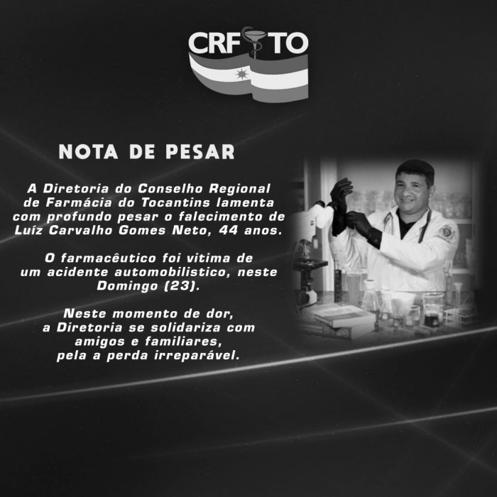 Nota de Pesar: Farmacêutico Luiz Carvalho Gomes Neto