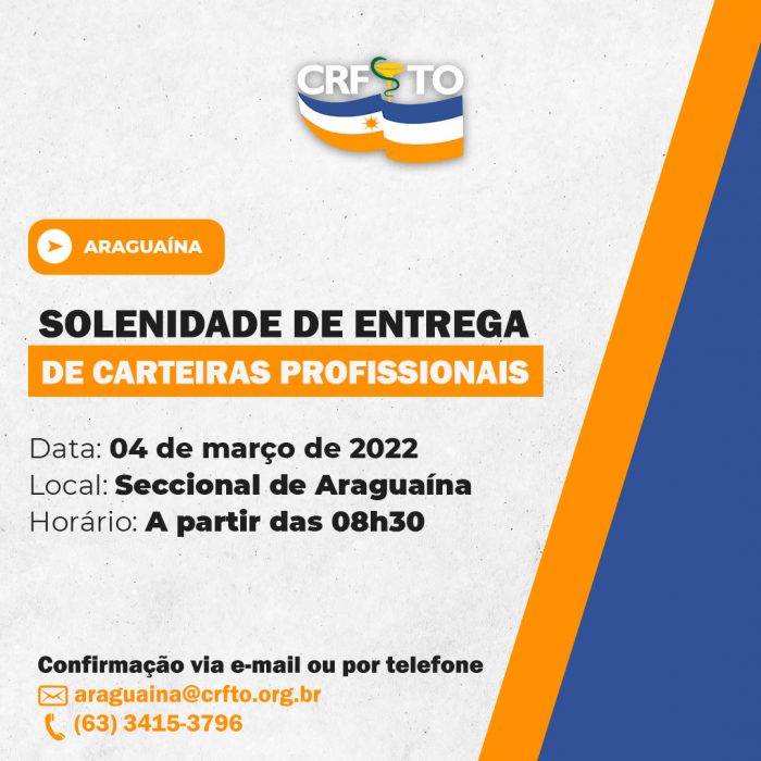 Cerimônia de entrega de carteiras profissionais provisórias em Araguaína acontece no dia 04 de março