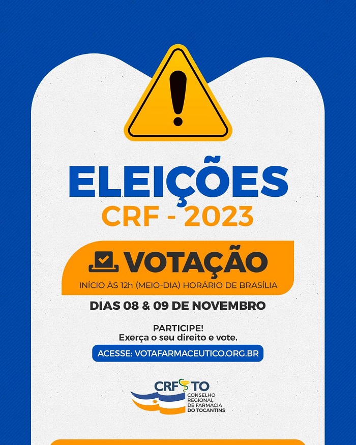 Eleições para o CRFTO começam nesta quarta-feira 08, pela internet