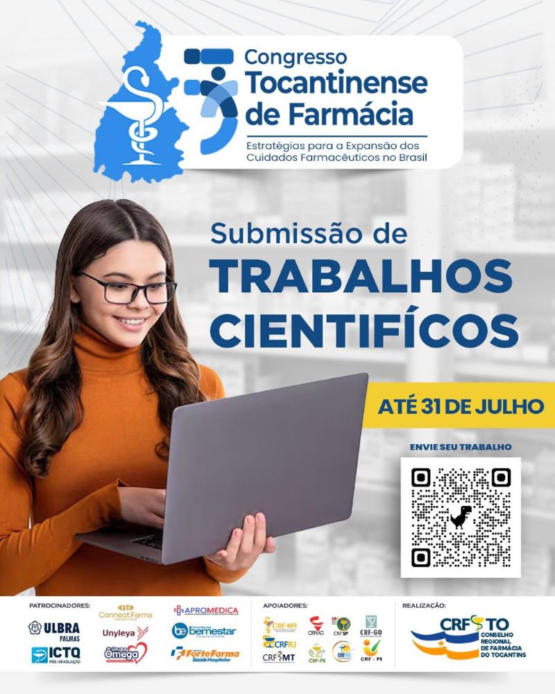 CRF-TO abre inscrições para submissão de trabalhos do 5º Congresso Tocantinense de Farmácia com premiação exclusiva do ICTQ