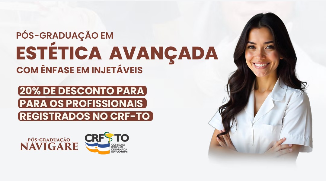Parceria entre CRF-TO e Navigare oferece especialização em Estética Avançada com desconto exclusivo
