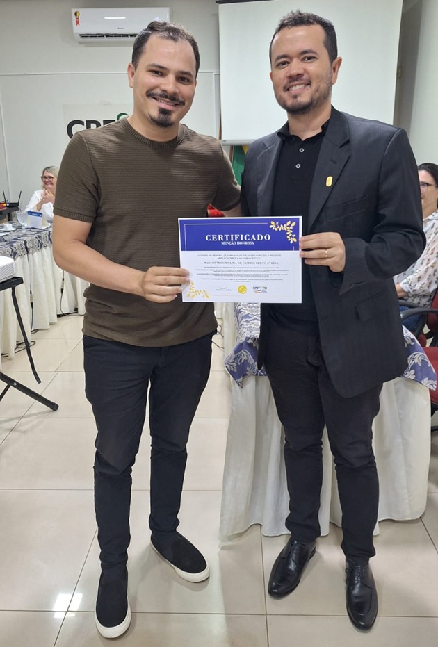 Farmacêutico recebeu uma Menção Honrosa do CRF/TO